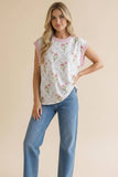 Drop Shoulder Short Sleeve Tulip Print Top