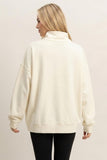 Mineral Wash Button Front Sweatshirt- Cream