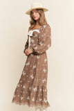 Embroidered Bows Long Sleeve Maxi (S-L)