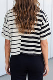 LAS-LIVE Striped Patchwork Button Top (S-XL)