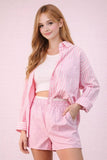 Striped Oversized Comfy Shirt Top & Shorts Set (S-L)
