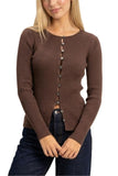Ribbed Button Front Cardigan (S-L)