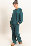 Oversized Crew Neck Top, Deep Green (S-L)