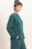 Oversized Crew Neck Top, Deep Green (S-L)