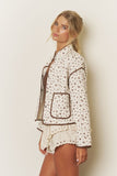 Floral Snap Button Quilted Jacket