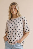 Oversized Polka Dot Short Sleeve Top