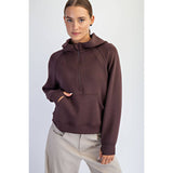 Comfy Luxe Quarter Zip Hoodie, Espresso (Large)