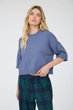 Exposed Seam Drop Shoulder Short Sleeve Pullover, Chocolate Brown
