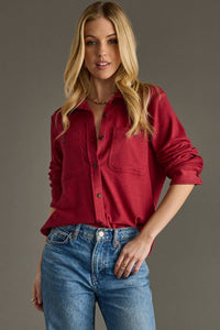 Heather Red Super Soft Button Up