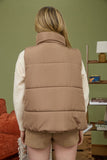 Solid Zip Puffer Vest- Mocha (M-1X, 3X)