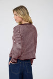 Stripe Raw Edge Cardigan, Dark Brown