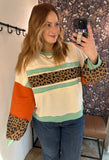 Colorblock Leopard Mix Top