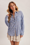 Floral Embroidered Button Down