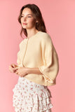 Thin Curly Edge Half Sleeve Cardigan, Butter Yellow