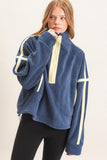 Contrast Trim Half-Zip Fleece Pullover