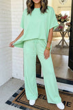 LAS-LIVE Drawstring High Waist Pants Loungewear Set (S-XL)