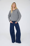 Stripe Raw Edge Cardigan, Dark Brown