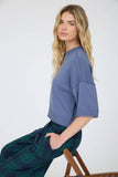 Exposed Seam Drop Shoulder Short Sleeve Top, Sienna