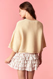 Thin Curly Edge Half Sleeve Cardigan, Butter Yellow