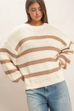 Striped Oversized Sweater-Taupe