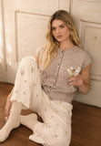 Raw Edge Sleeveless Lightweight Cardigan, Light Taupe (L)