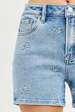 Risen- High Rise Embroidered Detail Shorts