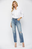 Mica- High Rise Distressed Straight Denim (0-5, 18w, 20w)
