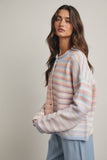 Rainbow Button Up Sweater Cardigan