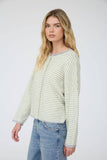 Stripe Raw Edge Cardigan, Dark Brown
