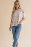 Crew Neck Tulip Floral Pullover Knit Top