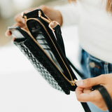 Woven Double Duty Phone Bag-Checkered Black