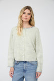 Stripe Raw Edge Cardigan, Dark Brown