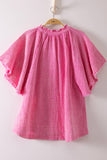 Mineral Washed Gauze Blouse Top, Pink (S, M)