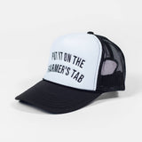 'Put It On The Farmer's Tab' Foam Trucker Hat - Black/White