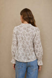 Floral Leaf Print Long Sleeve Blouse