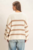 Striped Oversized Sweater-Taupe