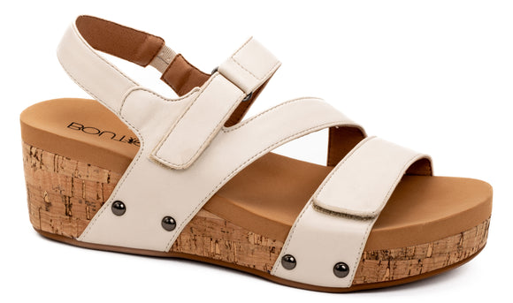Corkys Strappy Wedges- Ivory
