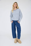 Stripe Raw Edge Cardigan, Dark Brown
