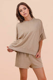 Mineral Washed Knit Casual Top & Shorts (1x-3x)