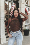 Lariat Lace Top- Chocolate (XL, 2X)