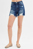Risen- High Rise Distressed Mid Thigh Shorts