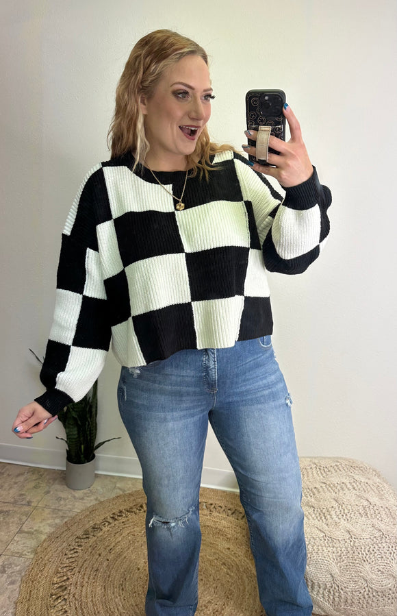 Checkered Sweater Top