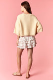 Thin Curly Edge Half Sleeve Cardigan, Butter Yellow