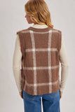 Button Down Plaid Sweater Vest