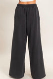 Acid Wash Drawstring Waist Wide Leg Pants