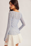 Daisy Print Mesh Long Sleeve