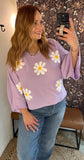 Flower Embroidery Loose Fit Knit Top