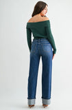 High Rise Slim Wide Cuffed Leg