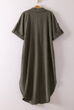 Striped Linen Midi Button Down Shirt Dress (S, L)