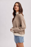 Striped Mock Neck, Natural/Mocha